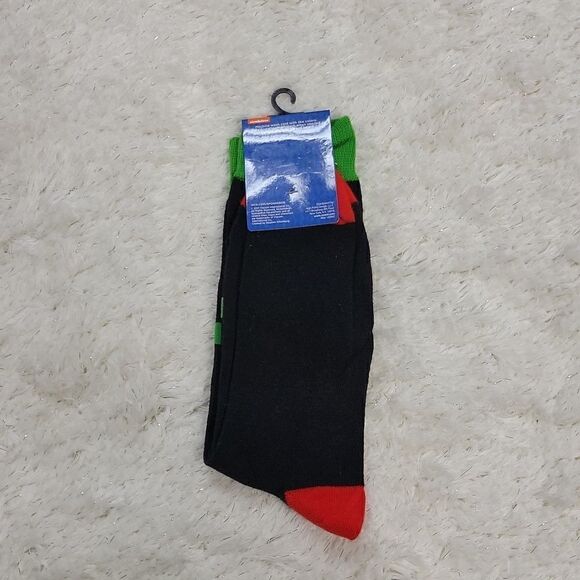 NICKELODEON MENS SPONGEBOB SQUAREPANTS "NO PEEKING" CHRISTMAS CREW SOCKS - NEW! - Picture 4 of 5